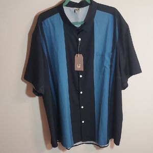 Men's Blue and Black Shirt